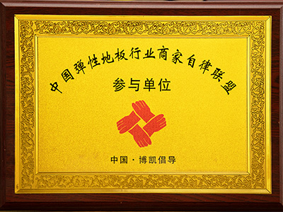 鳳城橡塑-中國彈性地板行業商家自律聯盟參與單位證書